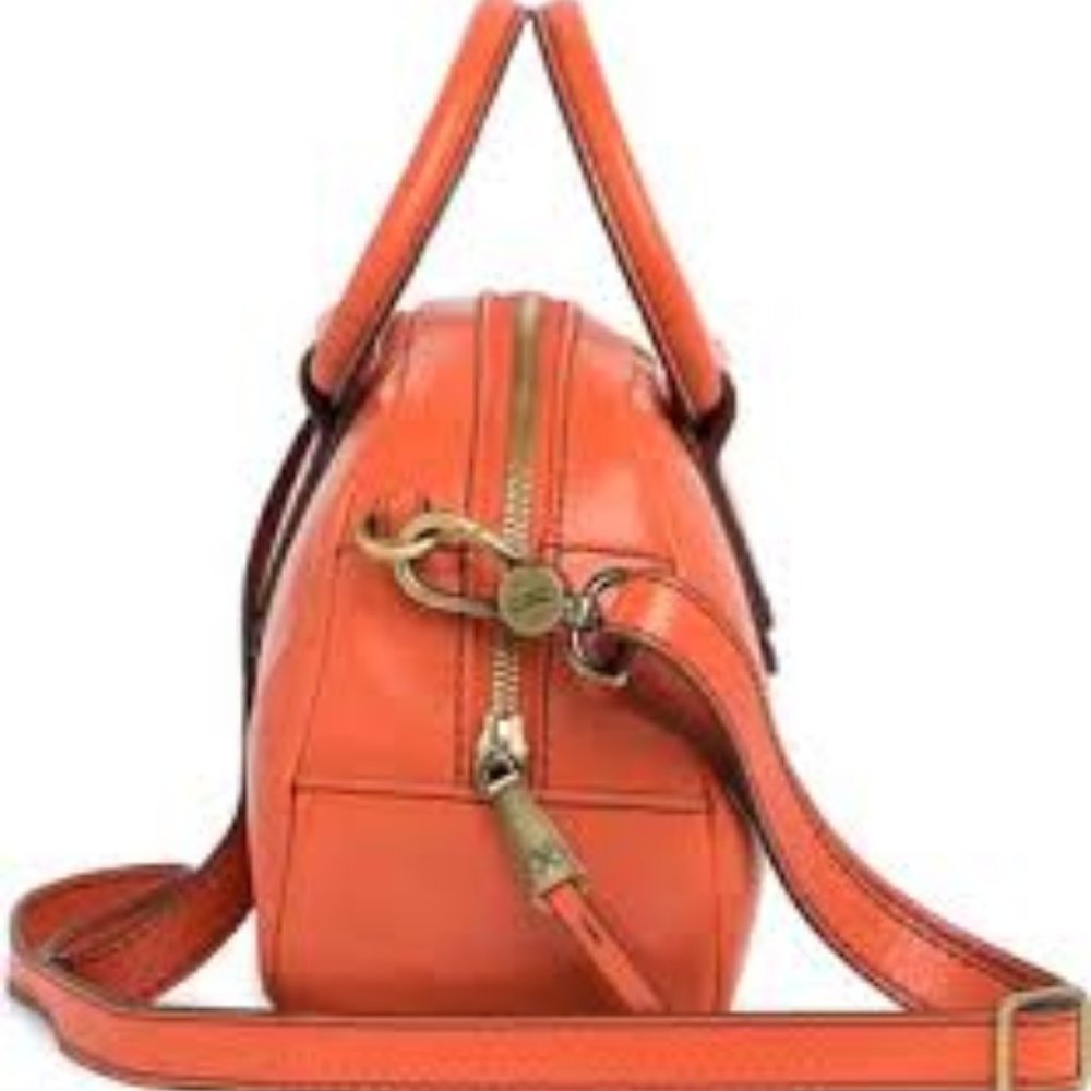 Hobo Orange Satchel With Structured Design And Cr… - image 8